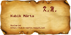 Kubik Márta névjegykártya